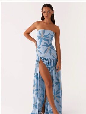 Peppermayo Eden Strapless Maxi Dress - Opulent Blue Floral